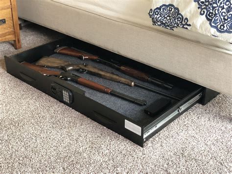 slim single rifle metal drawer box|7 Best Under Bed Gun Safes in 2024 .